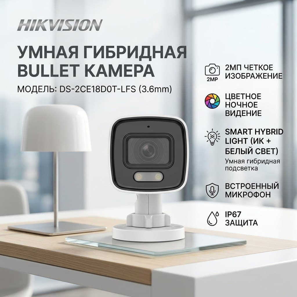 Камера микр HIKVISION DS-2CE76KOT-LPFS 3K 2.8mm микрофон